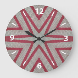 Grande Horloge Ronde Motif Red Starburst