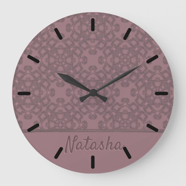 Grande Horloge Ronde Motif Rose Dusty personnalisé (Recto)