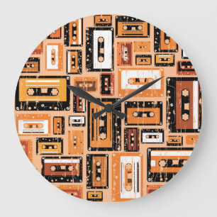 Grande Horloge Ronde Motif sans couture rétro