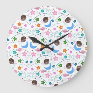 Grande Horloge Ronde Motif Space Doodle
