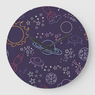 Grande Horloge Ronde Motif spatial