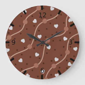 Grande Horloge Ronde Motif Specké au coeur de chocolat foncé