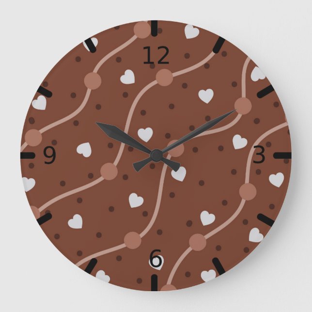 Grande Horloge Ronde Motif Specké au coeur de chocolat foncé (Recto)