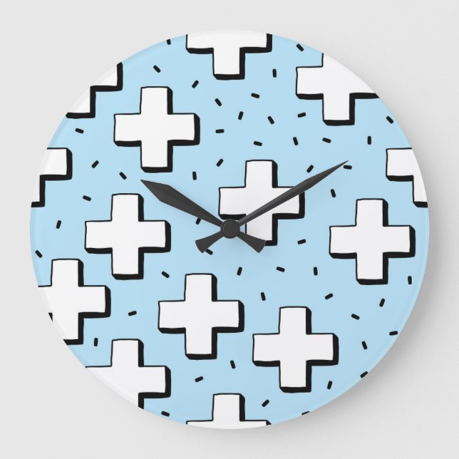 Grande Horloge Ronde Motif tiré à la main avec panneaux Plus. (Recto)