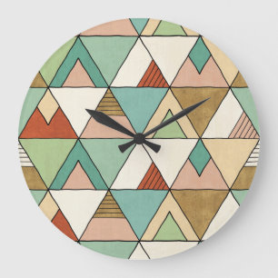 Grande Horloge Ronde Motif tribal tiré par la main d'étape   de Geo de