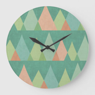 Grande Horloge Ronde Motif turquoise de triangle d'étape   de Geo de