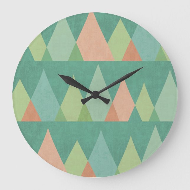 Grande Horloge Ronde Motif turquoise de triangle d'étape | de Geo de (Recto)