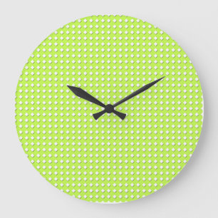 Grande Horloge Ronde Motif Vert Citron Clair Chartreuse - Diamants