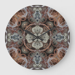 Grande Horloge Ronde Motif vintage géométrique Art nouveau