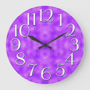 Grande Horloge Ronde Motif violet violet Élégant nombre de surdimension