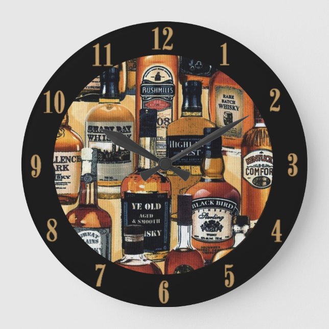 Grande Horloge Ronde Motif Whiskey Bottts (Recto)