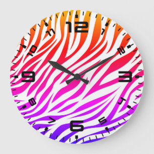 Grande Horloge Ronde Motif Zebra Multicoloured Skin Stripes-22164