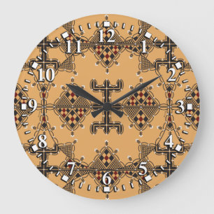 Grande Horloge Ronde Motifs de la poterie kabyles Amazigh