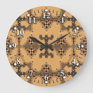 Grande Horloge Ronde Motifs de la poteries kabyles Amazigh