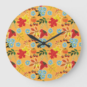 Grande Horloge Ronde Motifs de récolte d'automne