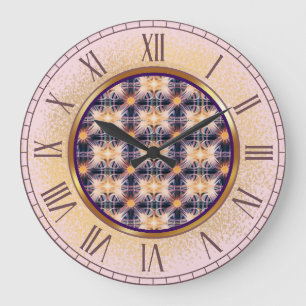 Grande Horloge Ronde Motifs violets et or de l'horloge murale légère