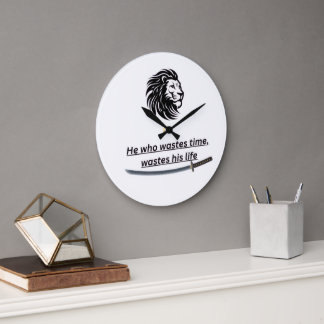 Grande Horloge Ronde Motivational Wall Clock – Time Is Precious Quote 