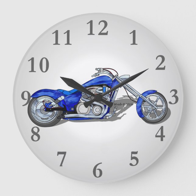 Grande Horloge Ronde Moto 1 - Bleu (Recto)