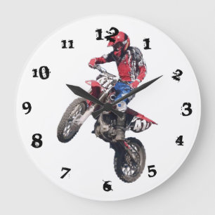 Grande Horloge Ronde Moto Cross Terre Rouge