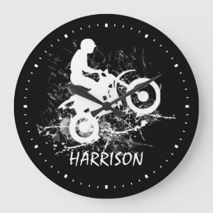 Grande Horloge Ronde Motocross Biker Supercross Dirt Bike