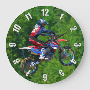 Grande Horloge Ronde Motocross Dirt-Bike Champion Racer