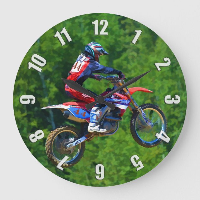 Grande Horloge Ronde Motocross Dirt-Bike Champion Racer (Recto)