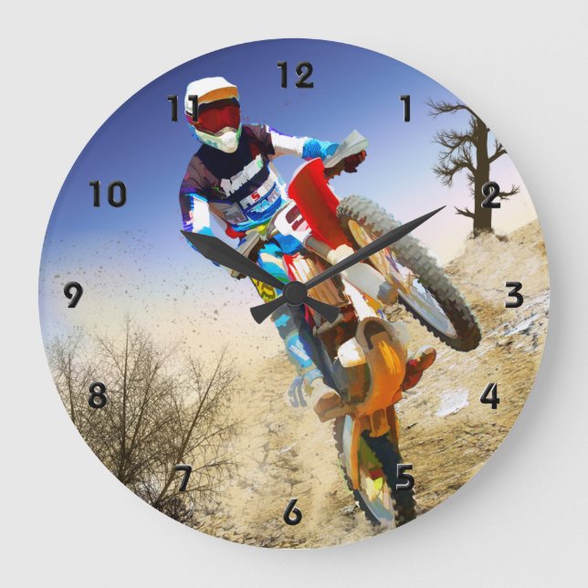 Grande Horloge Ronde Motocross du désert de Wheelie (Recto)