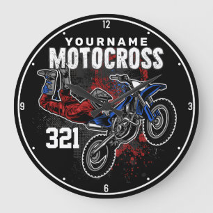 Grande Horloge Ronde Motocross Motocross Racing FMX Tricks personnalisé