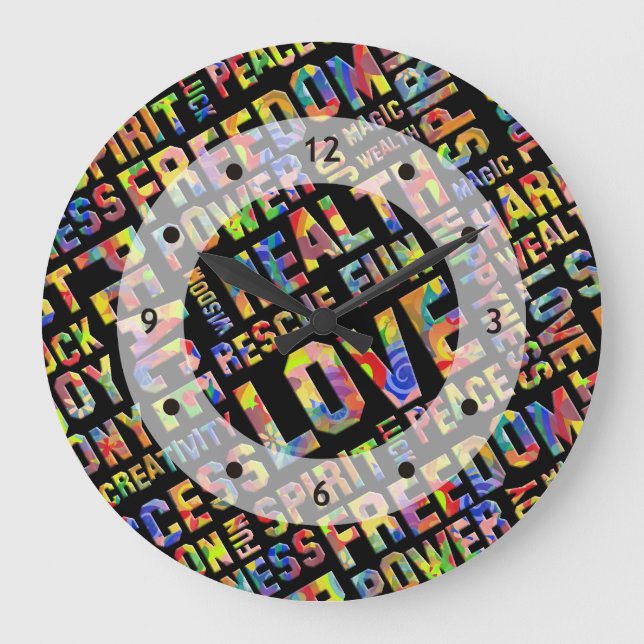 Grande Horloge Ronde Mots De La Voie Esprit / Pensée Positive 1 (Recto)