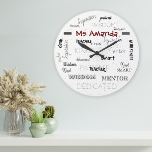 Grande Horloge Ronde Mots Inspirants Appréciation de l'enseignant mento