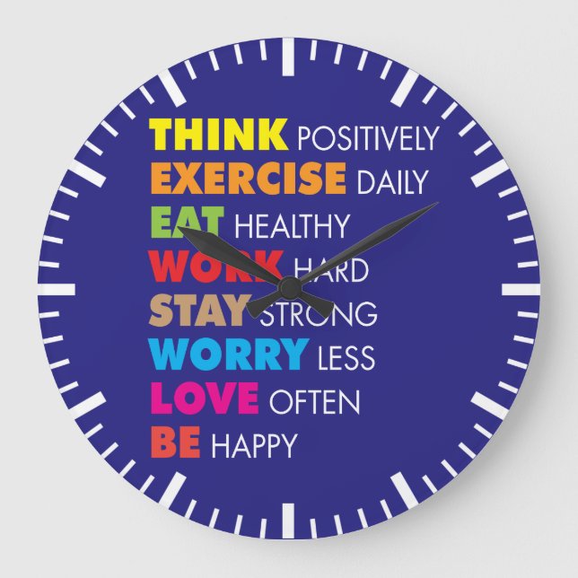 Grande Horloge Ronde Mots Inspirants - Motivation (Recto)