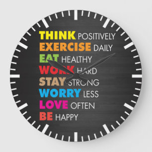 Grande Horloge Ronde Mots inspirés - de motivation