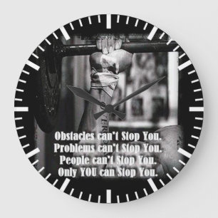 Grande Horloge Ronde Mots Motivationnels - Les obstacles ne peuvent pas