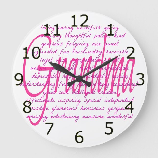 Grande Horloge Ronde Mots pour la grand-maman (Recto)