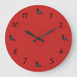 Grande Horloge Ronde Mouches du temps du corbeau