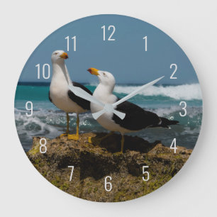 Grande Horloge Ronde Mouette du Pacifique Animal Oiseau Plage au Paradi
