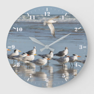 Grande Horloge Ronde Mouettes à la plage