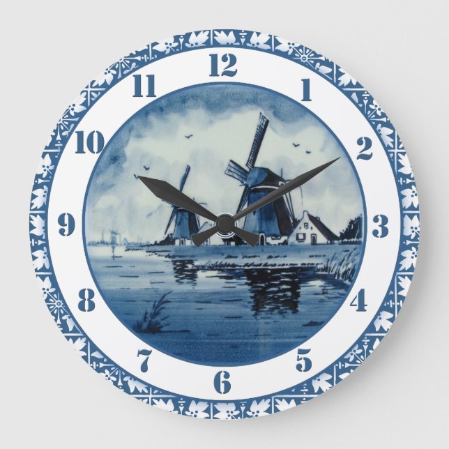 Grande Horloge Ronde Moulin à vent bleu Delft (Recto)