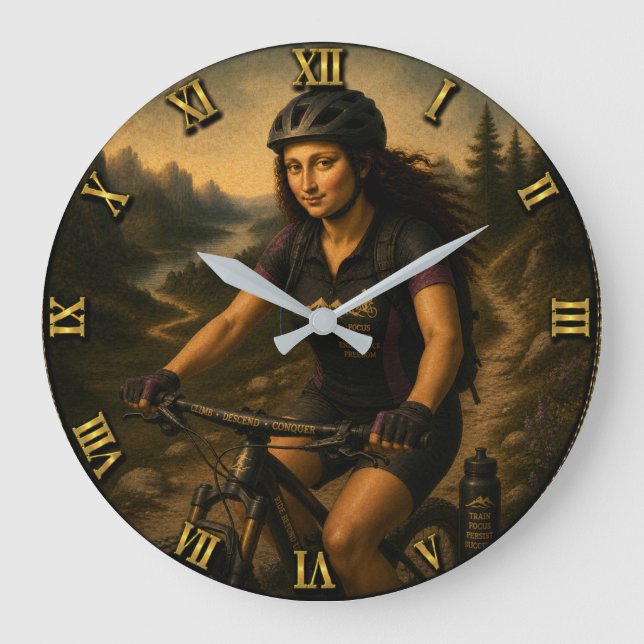 Grande Horloge Ronde Mountain Biker Funny Mona Lisa (Recto)
