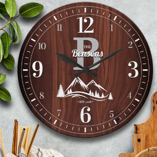 Grande Horloge Ronde Mountain Home Nom de famille