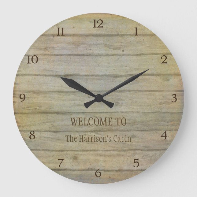 Grande Horloge Ronde Mountain Lake Pines Welcome Cabin Personalized (Recto)