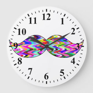 Grande Horloge Ronde Moustache drôle