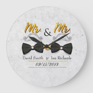 Grande Horloge Ronde Moustache et arc pour Mr et Mr.