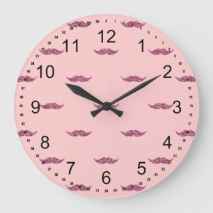 Grande Horloge Ronde Moustaches Parties scintillant roses