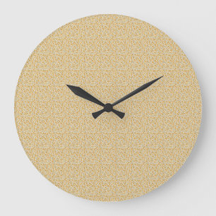 Grande Horloge Ronde Moutarde Vintage Floral & Charbon de bois Rétro Di