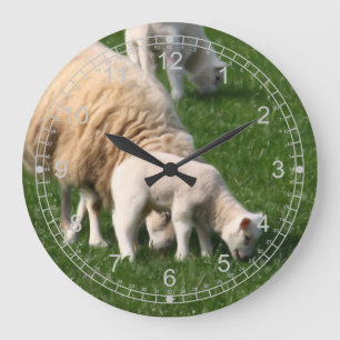 Grande Horloge Ronde Moutons et agneaux