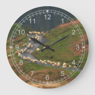 Grande Horloge Ronde Moutons mobiles