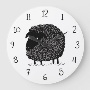 Grande Horloge Ronde Moutons noirs