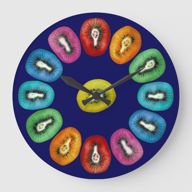 Grande Horloge Ronde Multicolor Kiwi Motif (Recto)