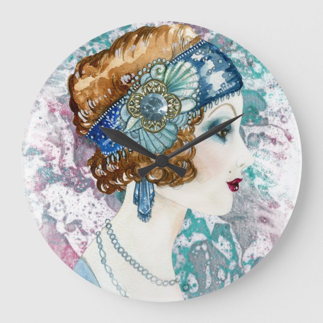 Grande Horloge Ronde Mur Carré Art déco des années 20 (Recto)